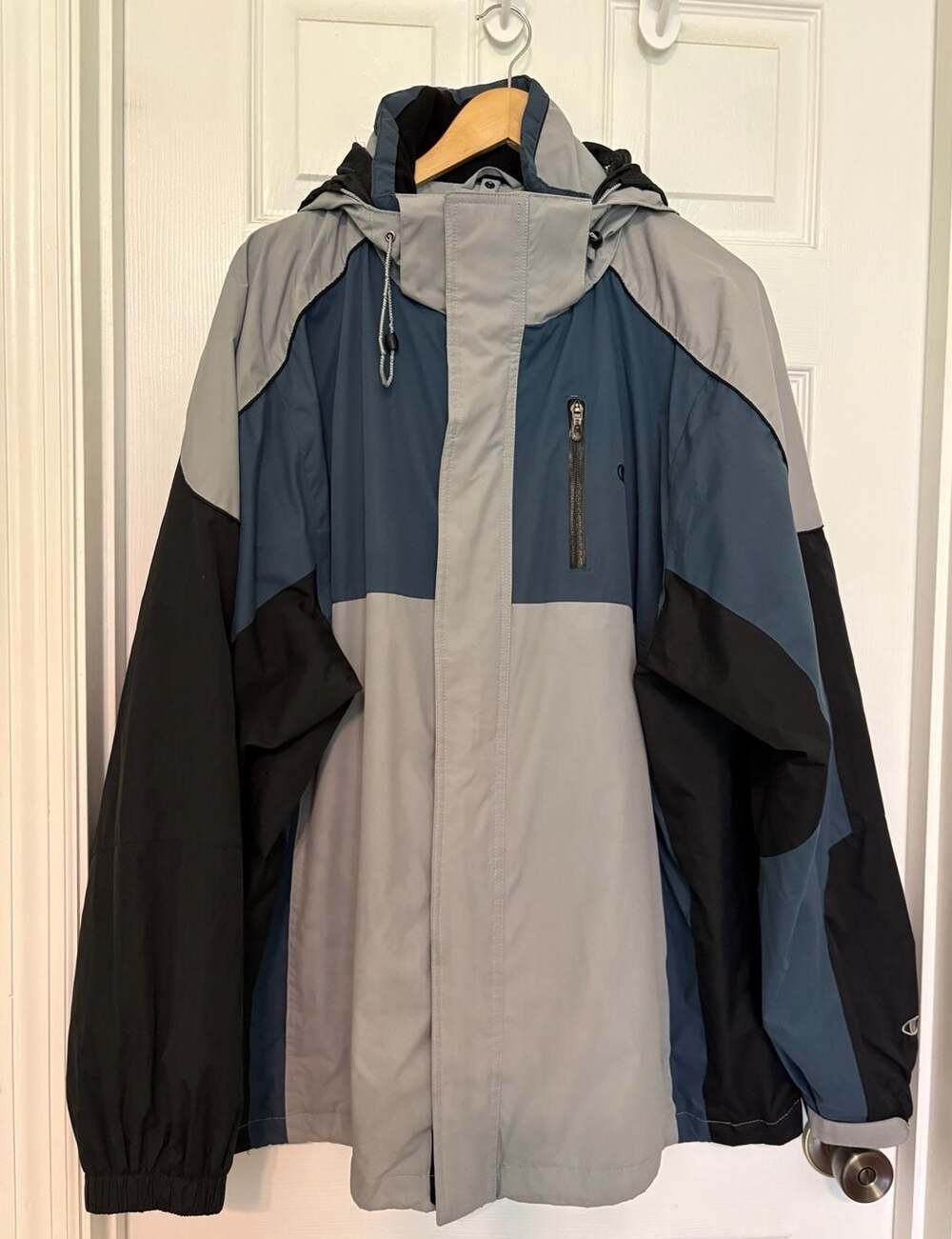 GUC Champion Men's 3-in-1 Winter Jacket, Grey/Black/Blue Colorblock, XXL